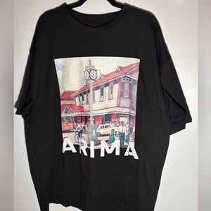 Black Graphic T-Shirt with Arima Print size large